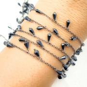 Coated Black Spinel Drop Dangle Oxidized Wire Chain